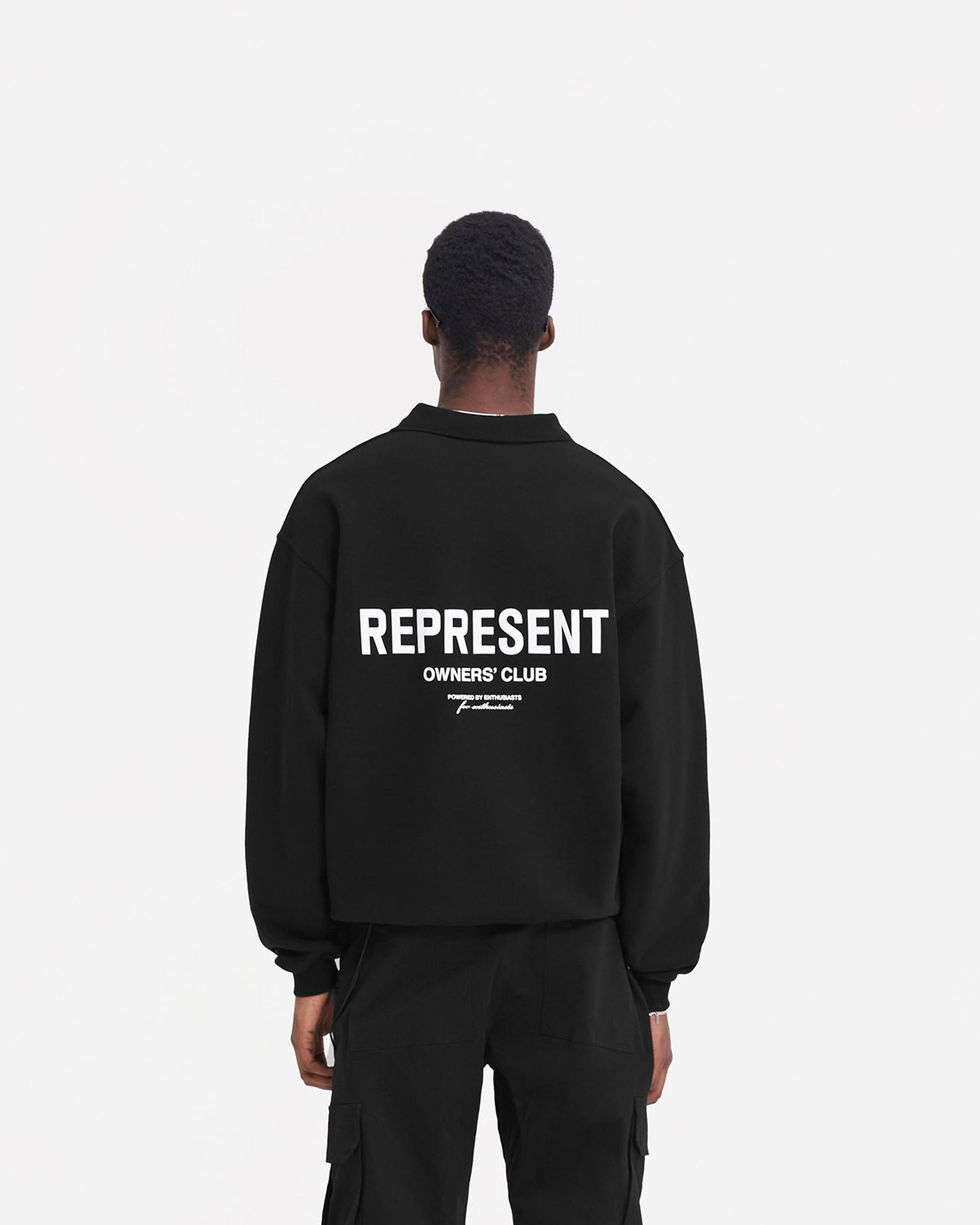 Represent Owners Club Long Sleeve Polo Sweater - Black